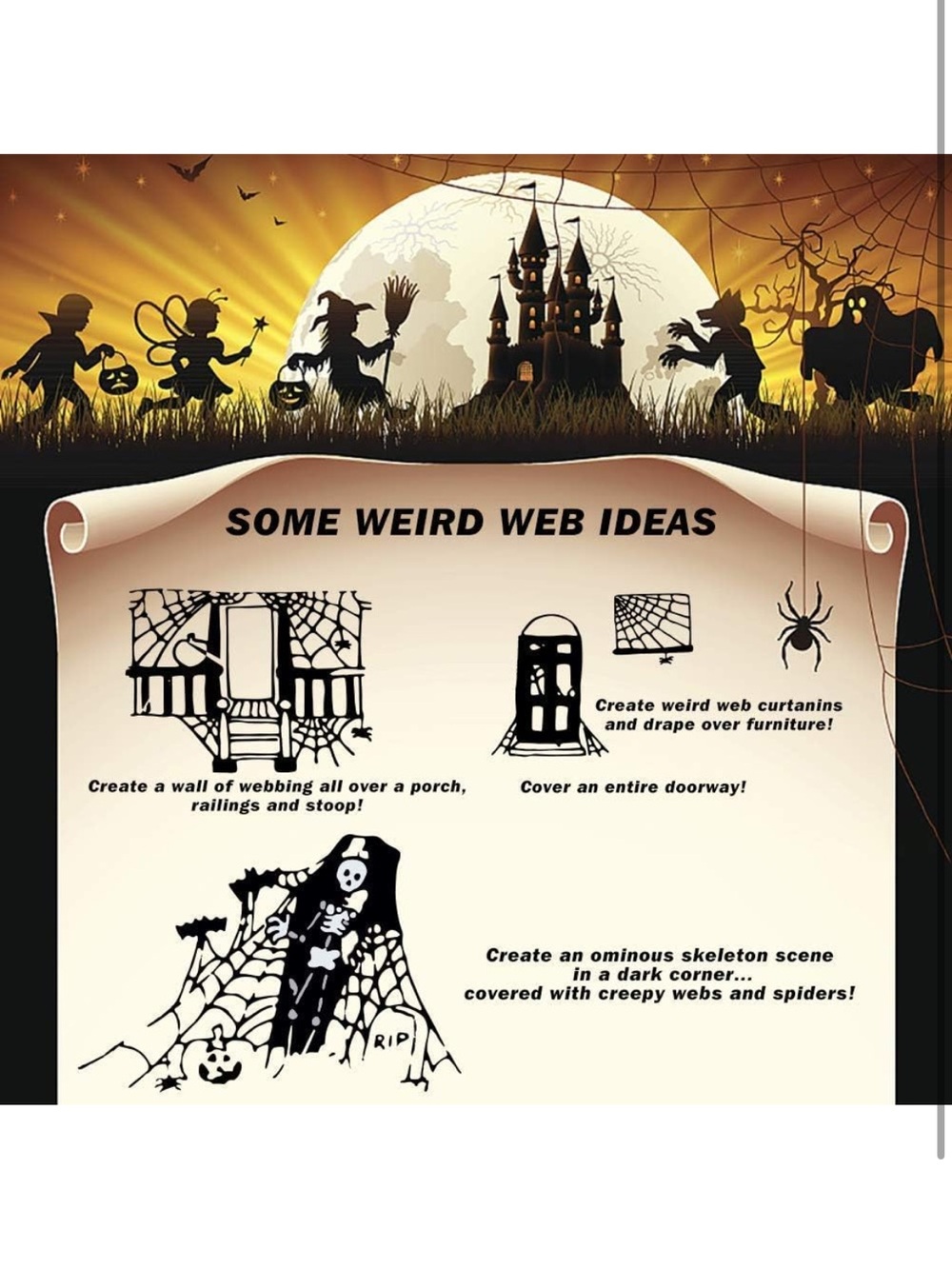 Amazon 900 Sq Ft Spider Webs Halloween Decorations Bonus with 30 Fake Spiders - Picture 7 of 8